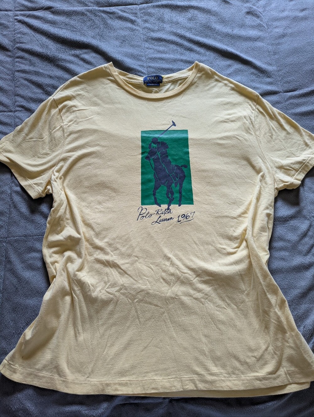 Ralph Lauren Yellow Tee with Green Polo Player Graphic
